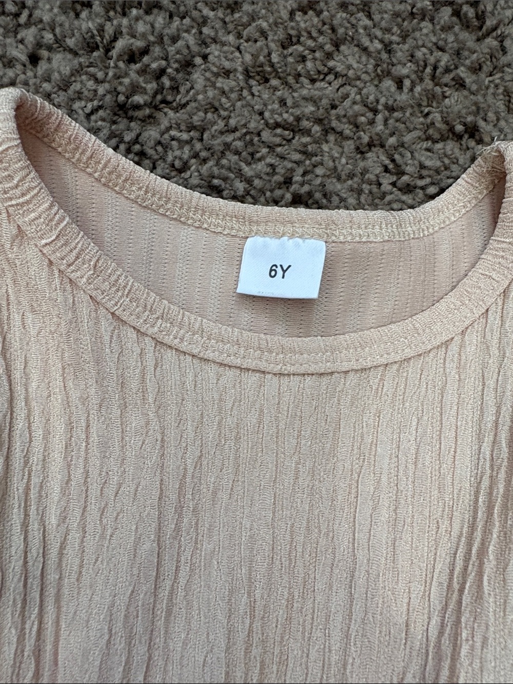 Amazon Girls' Cream Pink Ruffle Long-Sleeve Dress - Picture 2 of 6